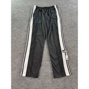 Adidas Track Pants Mens Large Black Silky Dazzle Button Snap Tear Away Warm Ups